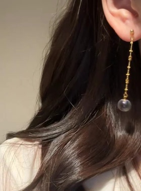 清冷风透明白水晶流苏耳环女金色长款轻奢高级感耳饰925银针