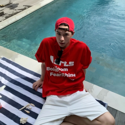 Asrts新款小众情侣潮牌红色短袖