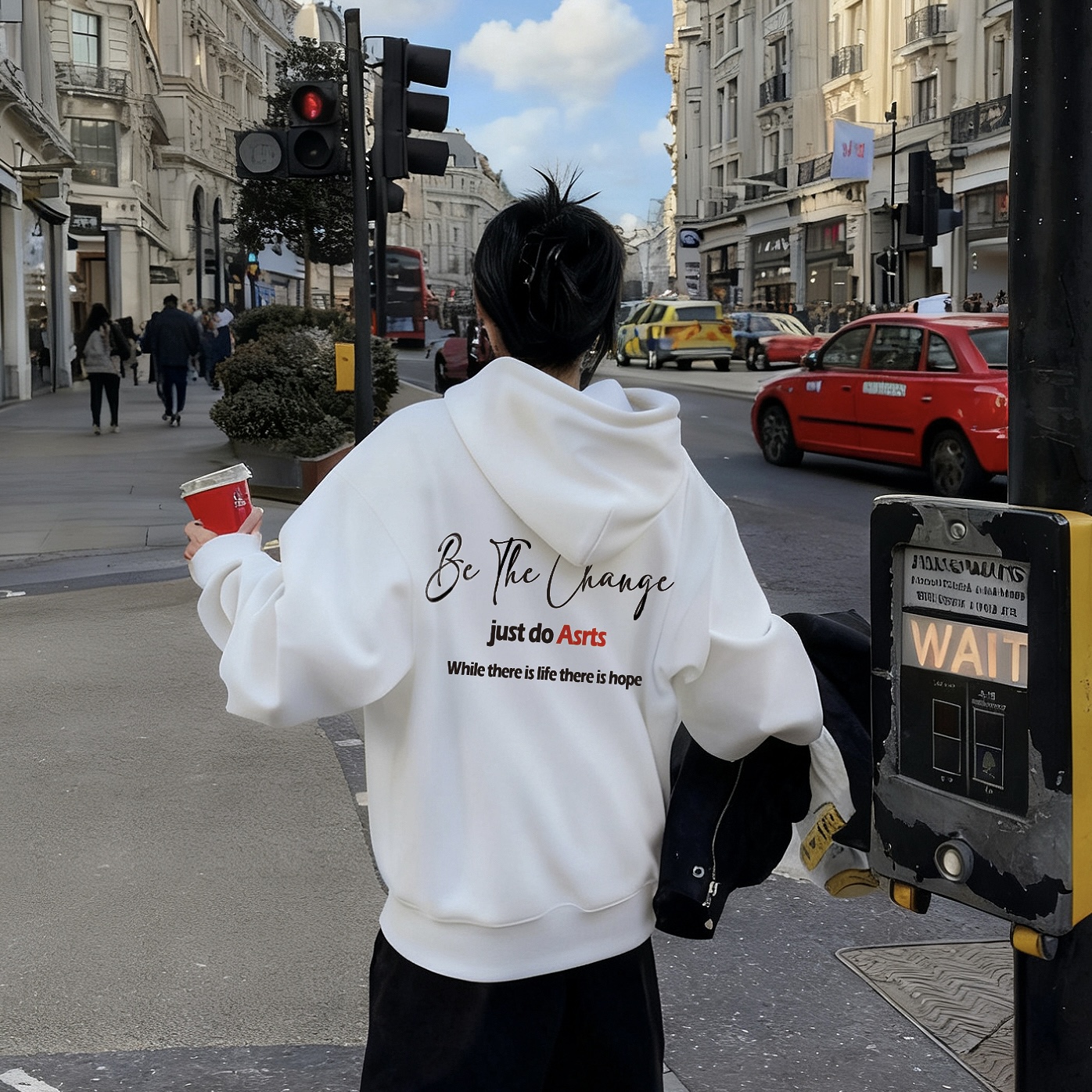 正品Asrts连帽卫衣女白色外套