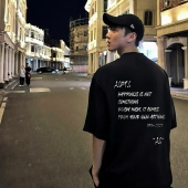 情侣短袖 重磅 T恤ins高级 夏季 纯棉宽松男士 Asrts新款 小众潮牌美式