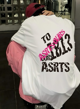重磅 Asrts发泡字母潮牌美式夏季纯棉宽松男士情侣半袖短袖T恤ins