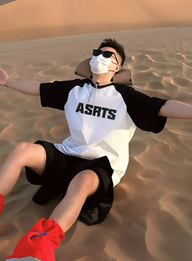 重磅 Asrts新款小众潮牌夏季纯棉插肩t恤高级感短袖男款美式高街