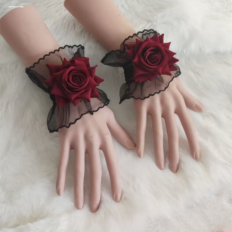 lolita花嫁手袖腕饰蕾丝配饰暗黑系洛丽塔花边女lo娘手腕套袖套