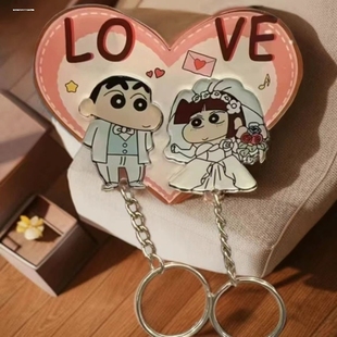 蜡笔小新钥匙扣米老鼠米妮情侣挂门挂件2024年新款钥匙圈环小挂件