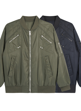 GOSNACE/GOS 秋冬夹克外套多拉链BOMBER立领加厚抽皱cleanfit棉服