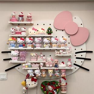可爱卡通hello Kitty猫洞洞板实木洞洞板儿童房墙面装饰置物架
