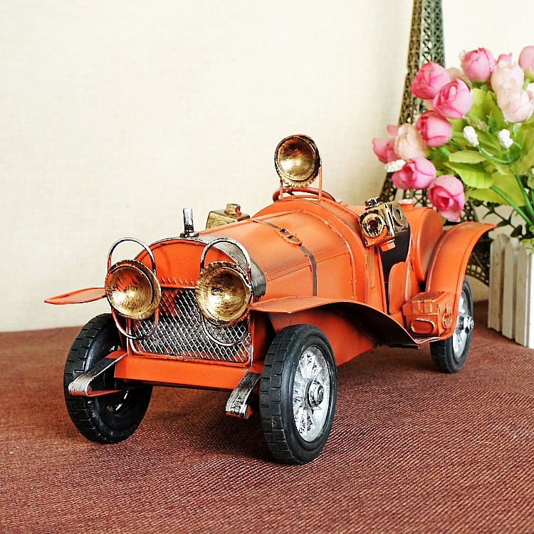 耀莎品牌一件代发古董老爷车模型酒吧咖啡馆摆件怀旧铁艺1215三色