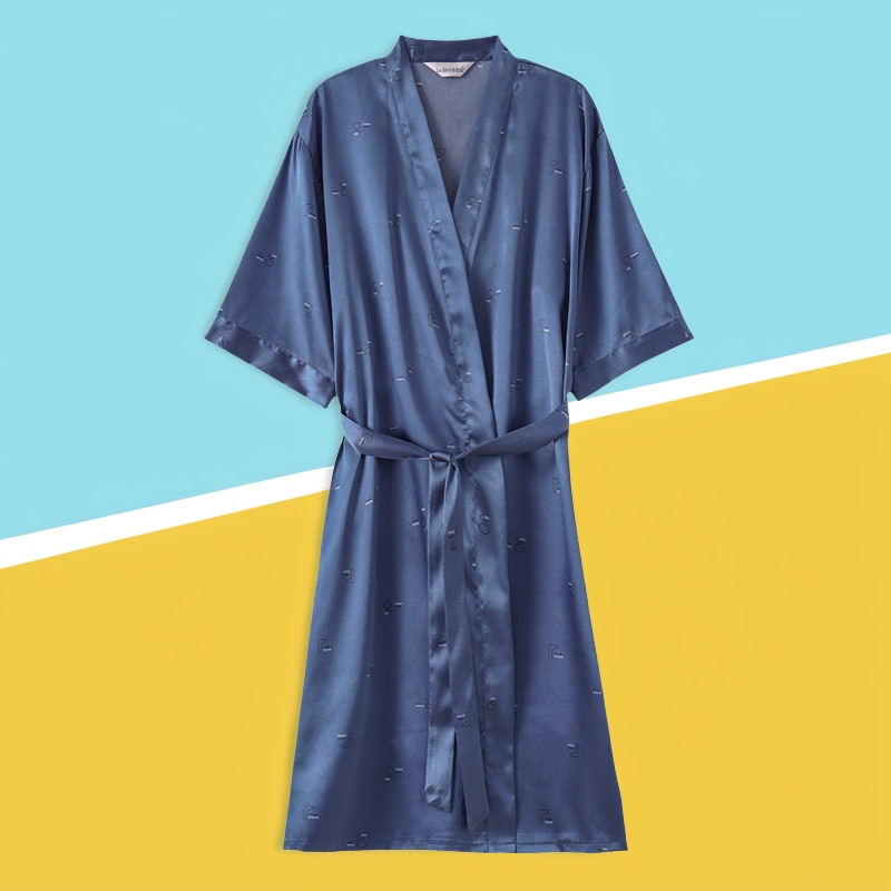 男士性感短袖夏季丝绸家居服薄款