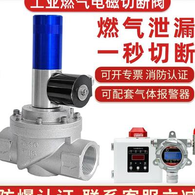 。工业商用燃气电磁紧急切断阀常开天然气电磁阀24v自动关闭220v