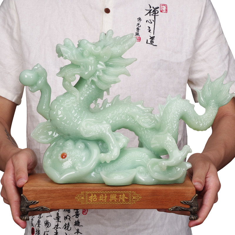 玉石十二生肖龙摆件招財图片