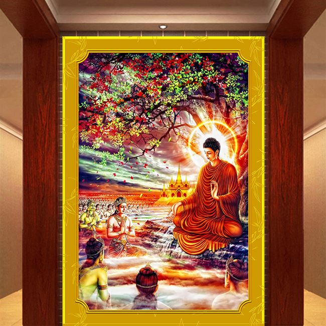 钻石画满钻非成品释迦牟尼佛陀菩提树下讲法贴钻十字