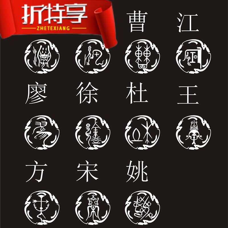 古姓刘王家李赵腾宋陈龙体杨氏车杜百郑汽毛贴纸图字x