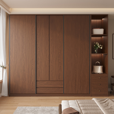 全实木定制橡木衣柜推拉门家用卧室ENF级现代简约主卧趟门大衣橱