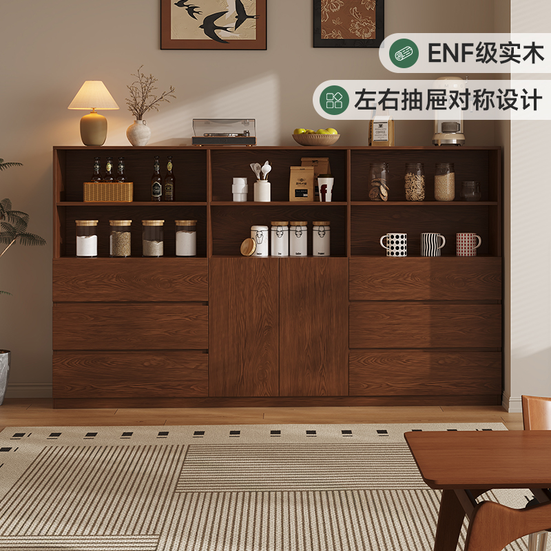 定制橡木客厅三斗收纳边柜