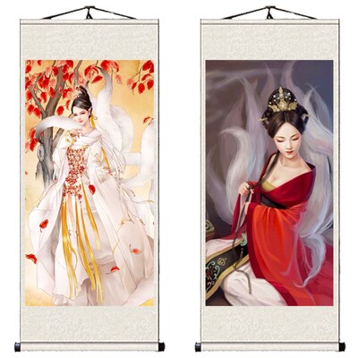 九尾狐仙娘娘供奉神像素材模板 九尾狐仙娘娘供奉神像图片下载 小麦优选