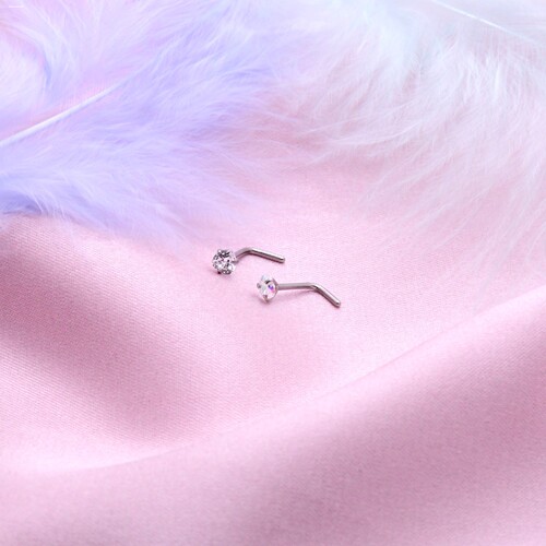 仿捷克钻L型弯鼻钉2.5mm小巧细杆子加长杆耳骨钉鼻子