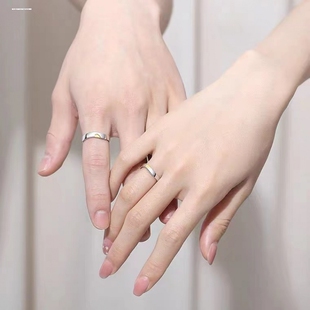 情侣戒指镀银异地恋军恋小众设计定情信物对戒一对送女生礼物
