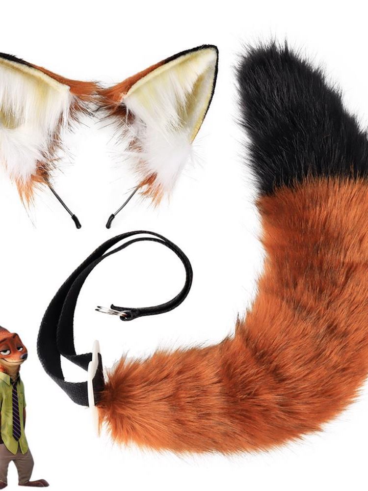 兽装全套疯狂动物城尼克狐狸套装耳朵发箍真狐狸尾巴cos漫展道具-封面
