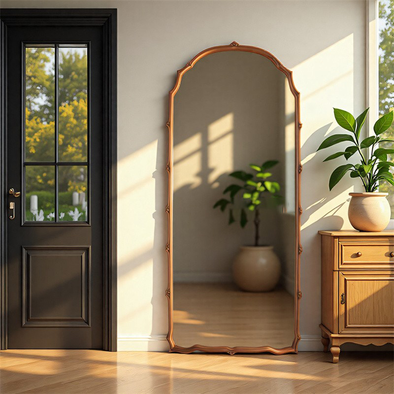 雅帝丽法式镜子全身镜落地欧式复古试衣镜中古客厅拱形入户穿衣镜