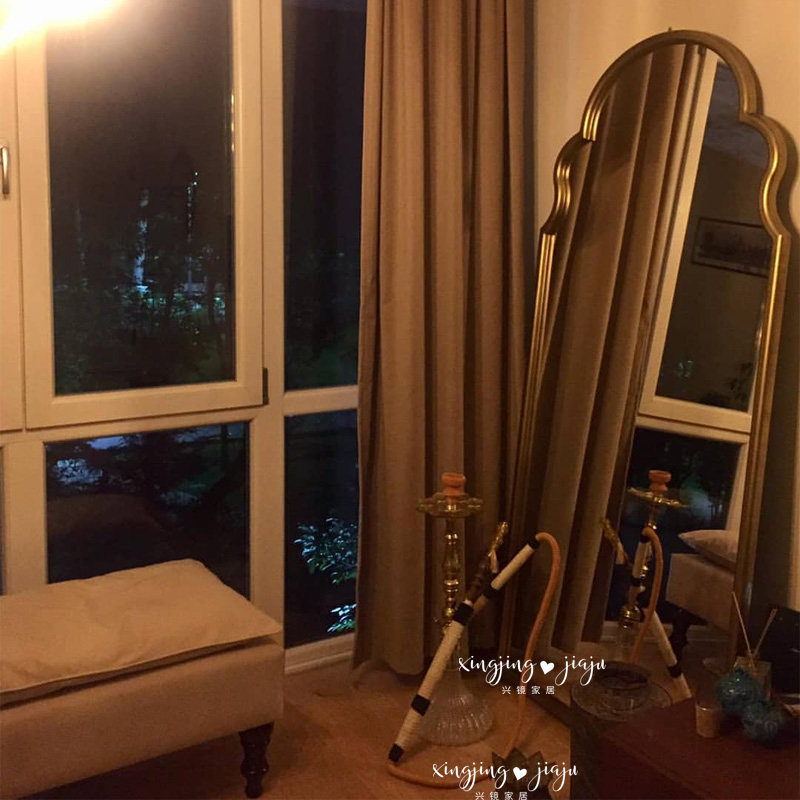 新中式镜子全身壁挂穿衣镜简欧挂墙北欧风格轻奢卧室落地镜雕花