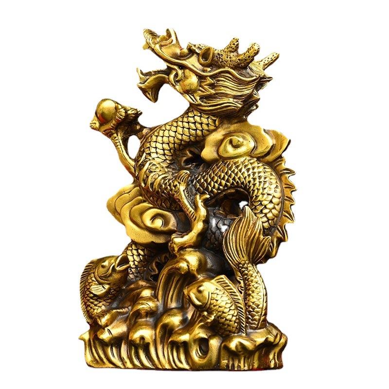 黄铜工艺品铜祥龙纳福摆件生肖龙家居装饰创意摆设礼品