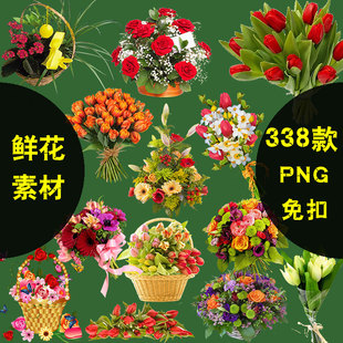 鲜花花束花卉丁香风铃草蒲公英郁金香甘菊向日葵PNG免扣素材