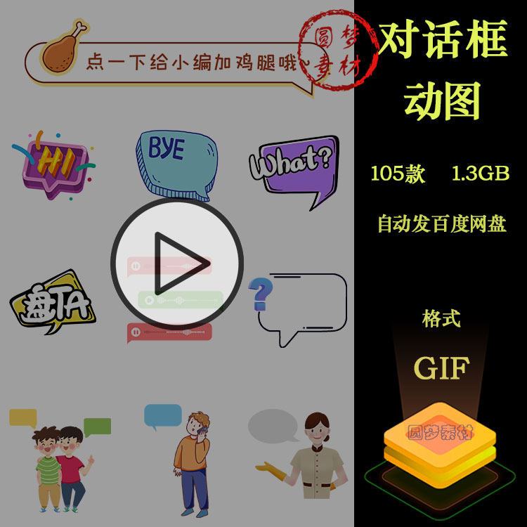 人物聊天对话框打招呼交流气泡综艺边框动图GIF动画PPT插画素材