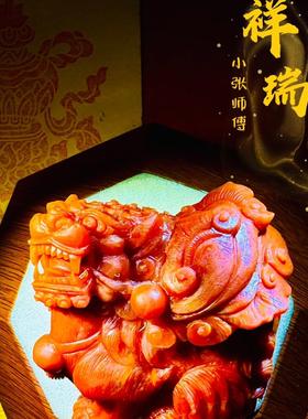 装饰品摆件牛气冲天川料南红