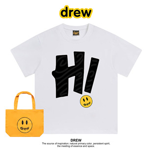T恤ins 纯棉正肩百搭短袖 Drew2024Ss字母Hi男夏季 潮牌女宽松情侣款