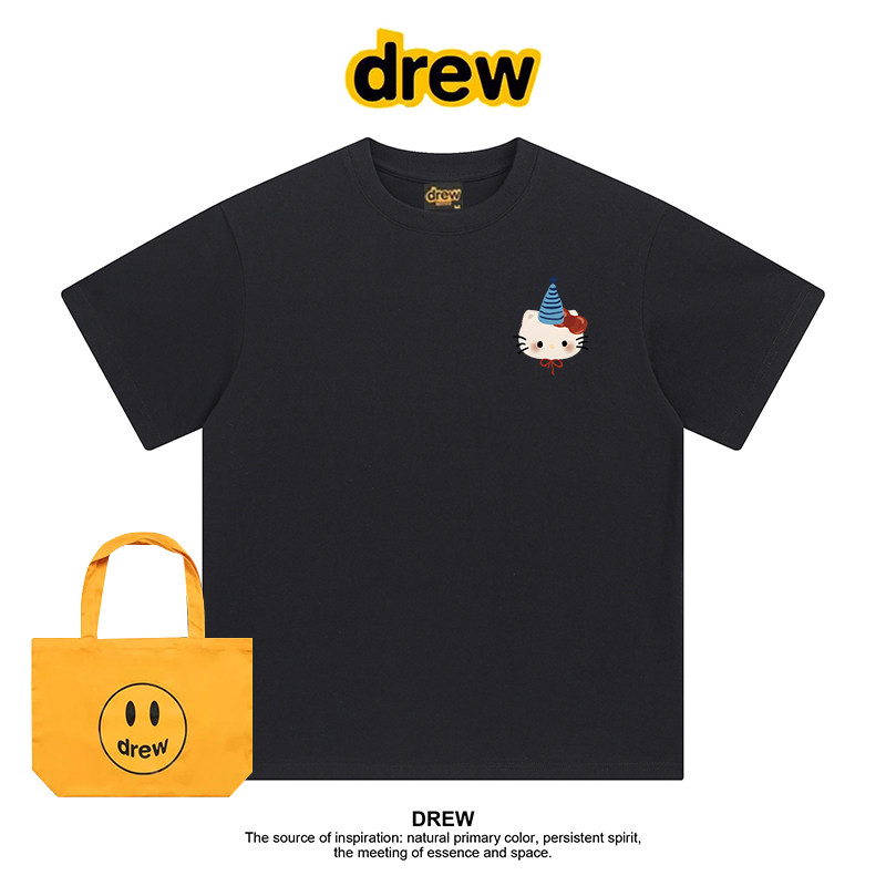 Drew美式潮牌KT猫卡通可爱印花休闲百搭短袖T恤情侣上衣ins图片