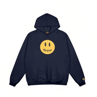 Drew笑脸美式潮牌贾斯丁比伯同款百搭宽松情侣秋冬加绒连帽卫衣