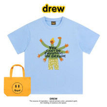 Drew宋佳明星同款高级感设计插画休闲纯棉短袖T恤情侣衣服打底衫