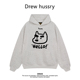 Drew美式 潮牌卡通浓眉狗狗连帽卫衣男女秋冬情侣装 宽松加绒上衣