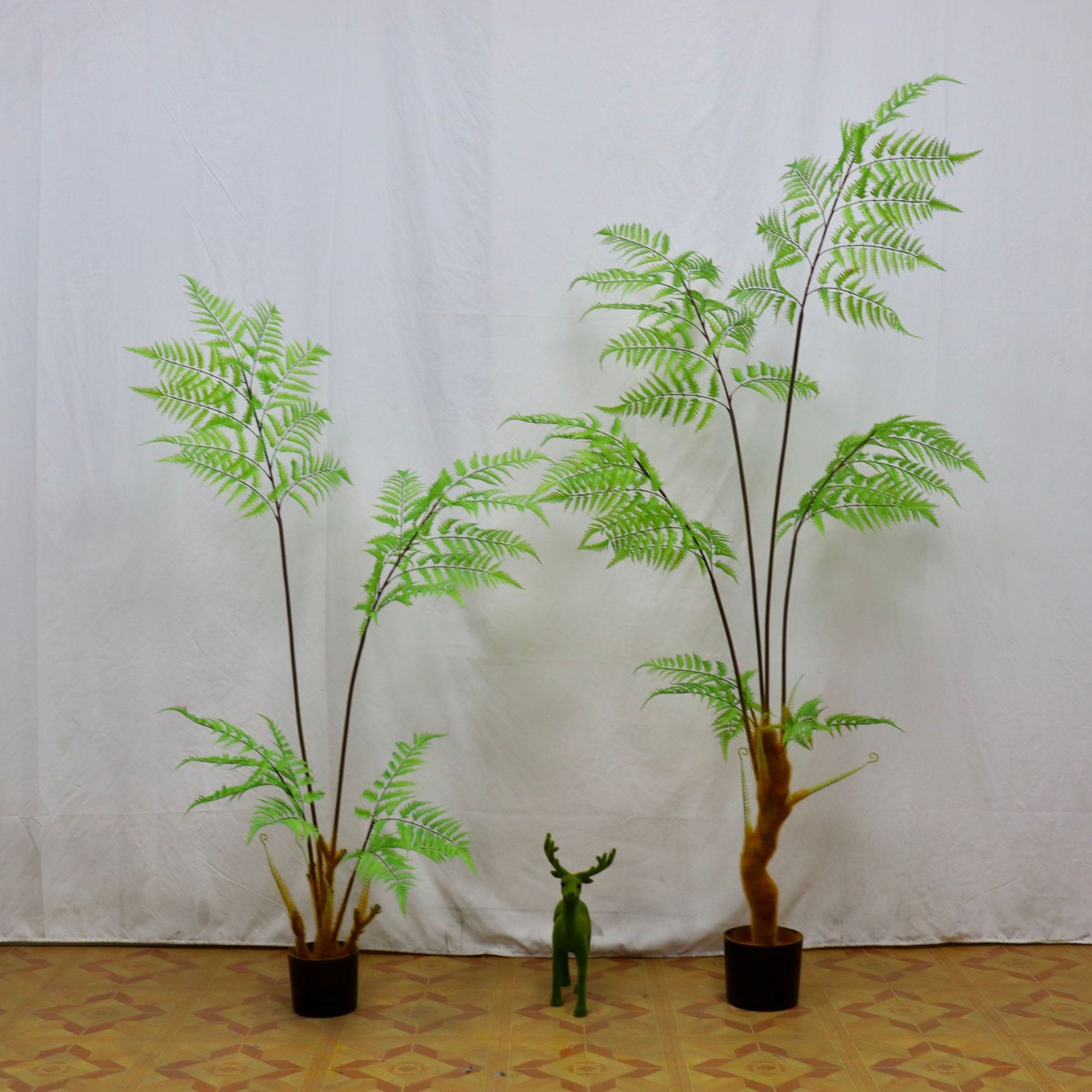 仿真绿植金丝猴蕨盆栽禅意造景室内装饰落地摆件热带风猴头蕨盆景