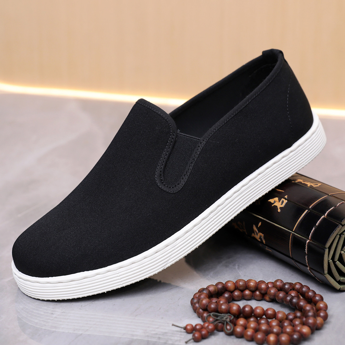 老北京布鞋春秋男单鞋透气防滑中老年爸爸鞋一脚蹬传统舒适黑布鞋,流行男鞋,单鞋,淘宝优惠券,粉丝福利购,淘宝优惠卷