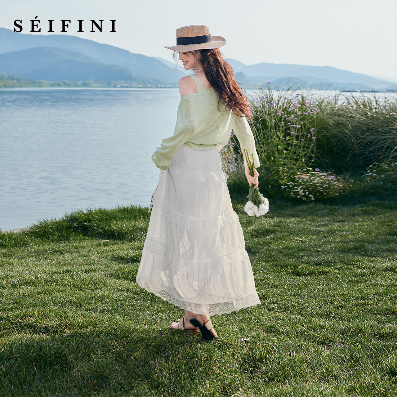 诗凡黎淡人白色法式蓬蓬裙A字半身裙轻薄蛋糕裙女伊芙丽outlets店