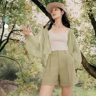 上衣 百搭长袖 伊芙丽轻薄凉感飘逸舒适出行百搭连帽工装 风外套秋季