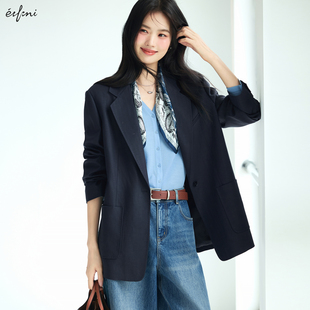 新款 伊芙丽天丝麻混纺人字纹设计感宽松廓形西装 外套女2025秋季