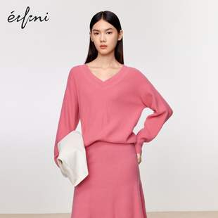 新款 女2023冬季 伊芙丽慵懒风淑女毛针织衫 1EA132981 商场同款