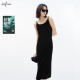 伊芙丽outlets店醋酸法式 黑色吊带连衣裙春夏显瘦赫本风小黑裙女
