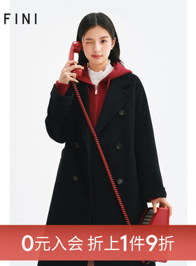 【0元入会1件9折】诗凡黎羊毛羊绒长款毛呢外套女伊芙丽outlets店