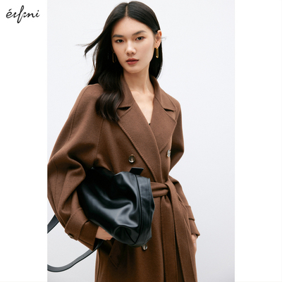【轻奢羊绒】伊芙丽美拉德801双面呢羊绒大衣女2024秋装毛呢外套