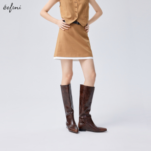 新款 伊芙丽咖色半身裙2024秋装 1EA342461 商场同款