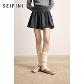 学院风3FA241711R 诗凡黎A字松紧腰半身裙2024冬新款 商场同款