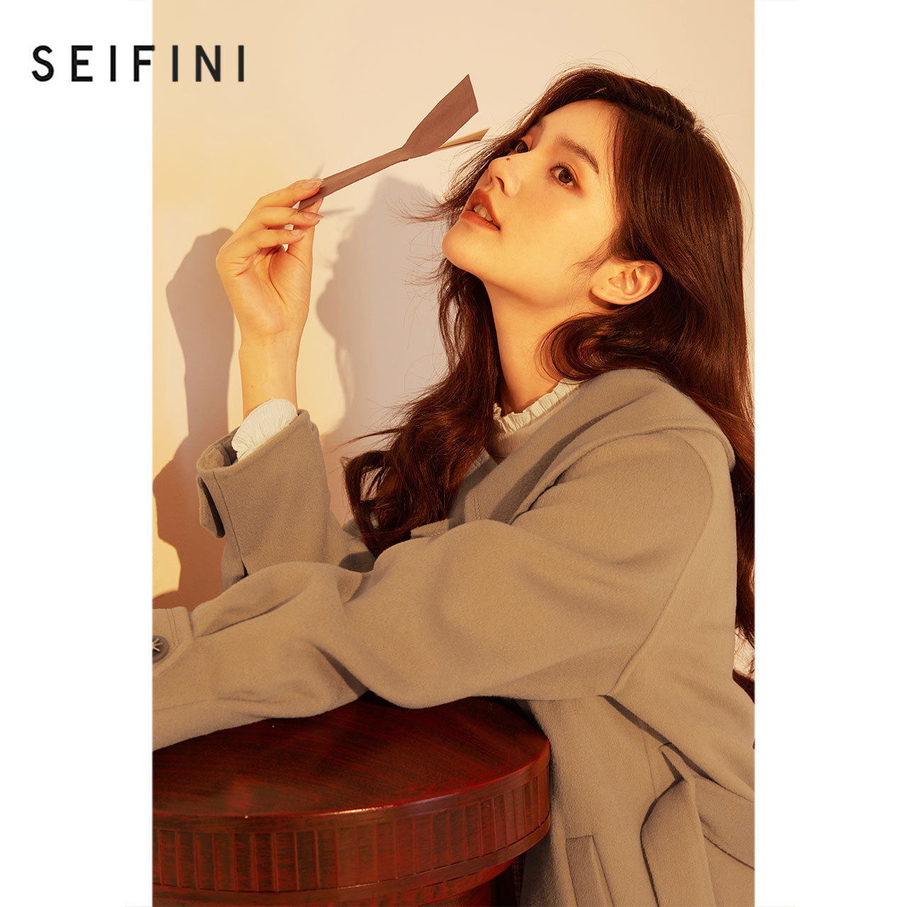 【商场同款】诗凡黎毛呢外套2024冬新款100%绵羊毛大衣3DA270531