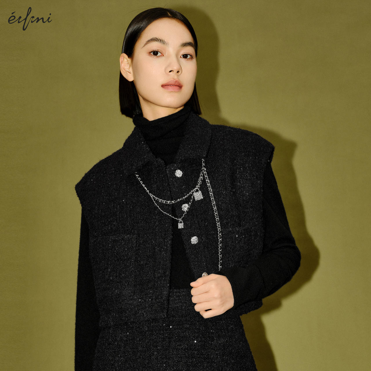 【商场同款】伊芙丽设计感马甲上衣2024秋装新款1EC211691