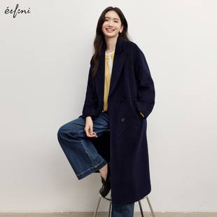 伊芙丽美丽诺羊毛高级感气质长款 外套 双面呢大衣女2024冬季 新款