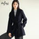 伊芙丽100%高支羊毛浴袍短款 大翻领赫本风毛呢外套2025冬新款
