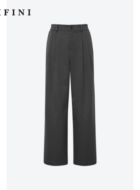 【商场同款】诗凡黎灰色高腰直筒休闲裤2024冬新款长裤3FA652661