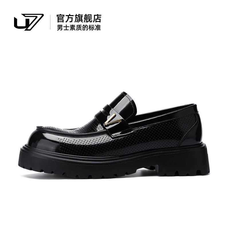 u7正装皮鞋头层牛皮打孔透气舒适